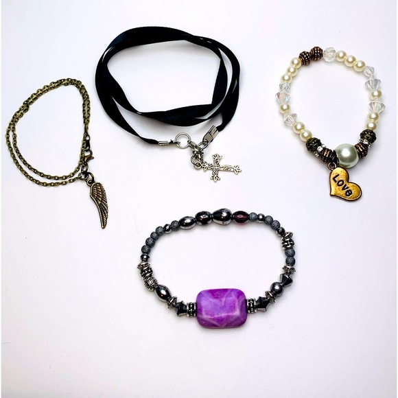 Rustic Wing & Cross Ribbon Bracelet Stack - Picture 5 of 6